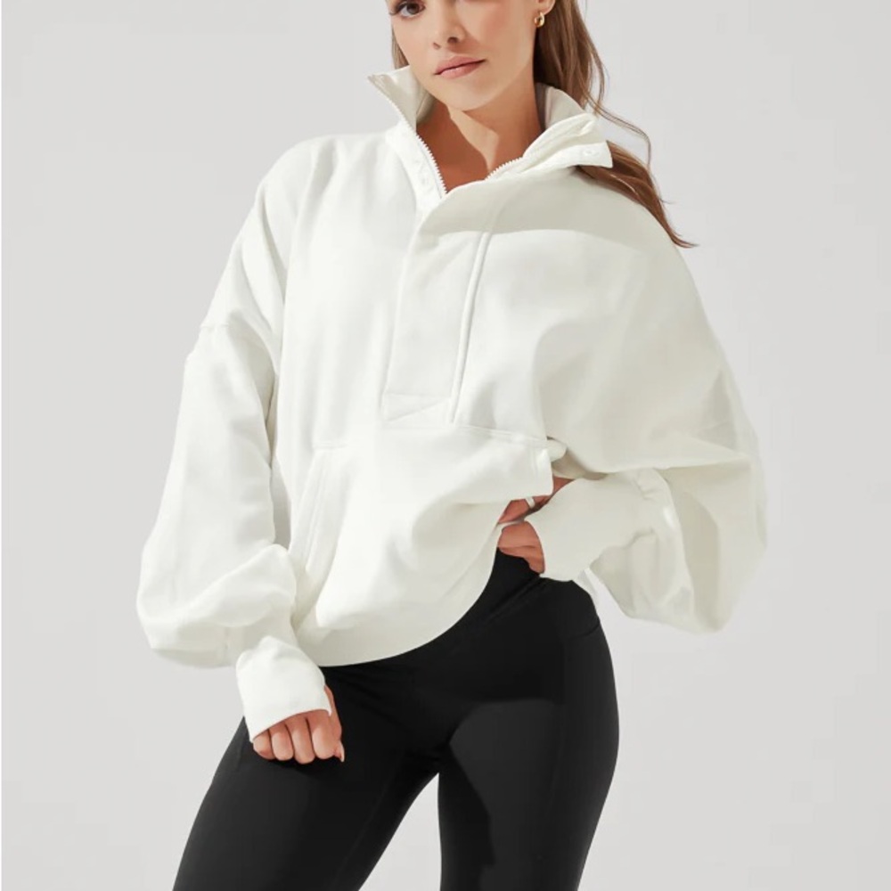 POPFLEX Beige Quarter-Zip Sweatshirt